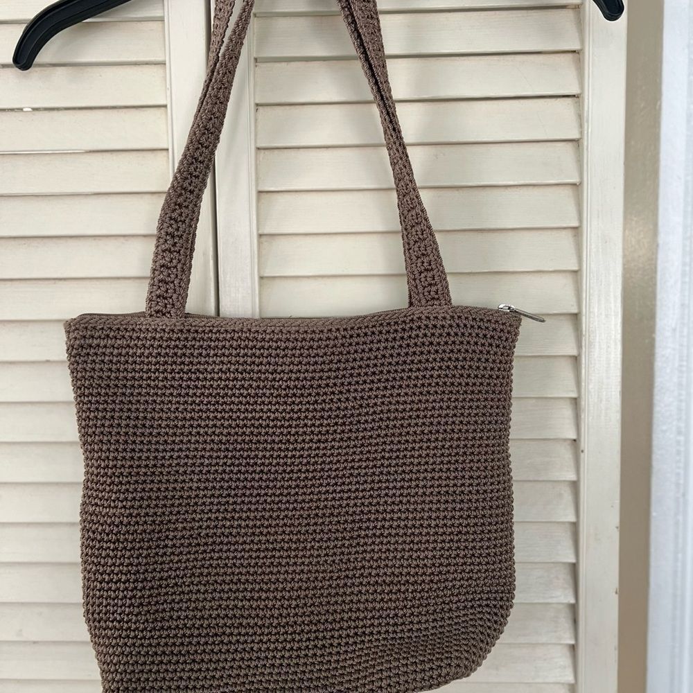 Brown Knit Tote Bag